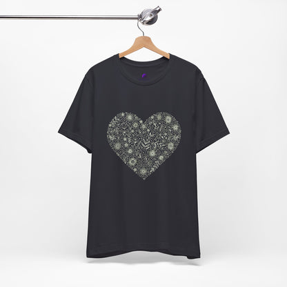 Floral Heart Tee — Delicate Botanical Heart Short Sleeve Shirt