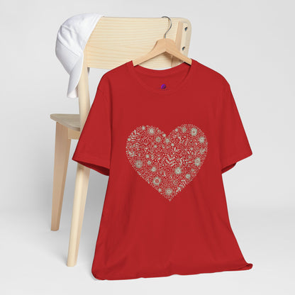 Floral Heart Tee — Delicate Botanical Heart Short Sleeve Shirt