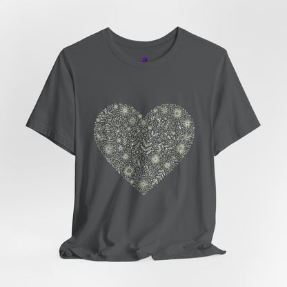 Floral Heart Tee — Delicate Botanical Heart Short Sleeve Shirt