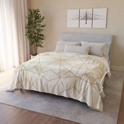 Geometric Gold Lines Plush Blanket — Elegant Modern Throw for Living Room & Bedroom