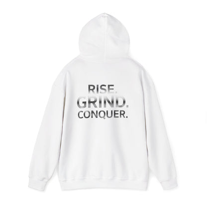 Discipline & Hustle Hoodie — “Royal Discipline” Front Logo, “Rise. Grind. Conquer.” Back Motivational Pullover