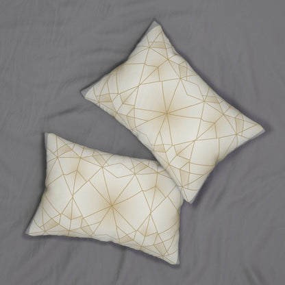 Gold Geometric Lumbar Pillow — Elegant Modern Decorative Throw Cushion