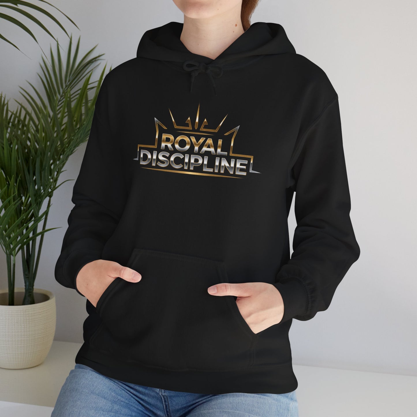 Discipline & Hustle Hoodie — “Royal Discipline” Front Logo, “Rise. Grind. Conquer.” Back Motivational Pullover