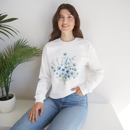 Blue Wildflower Bouquet Crewneck Sweatshirt