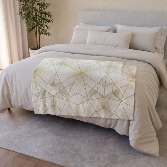 Geometric Gold Lines Plush Blanket — Elegant Modern Throw for Living Room & Bedroom