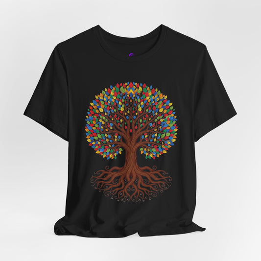 Tree of Life T-Shirt — Colorful Roots & Leaves Graphic Tee