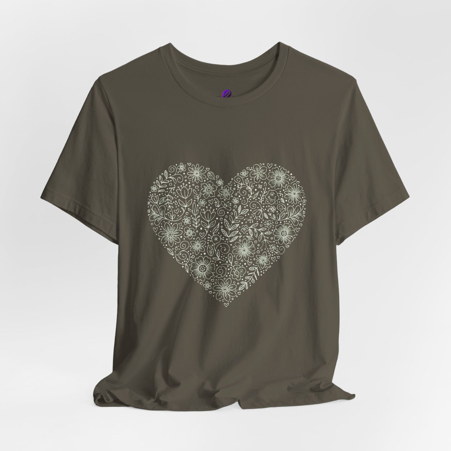 Floral Heart Tee — Delicate Botanical Heart Short Sleeve Shirt