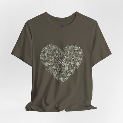 Floral Heart Tee — Delicate Botanical Heart Short Sleeve Shirt