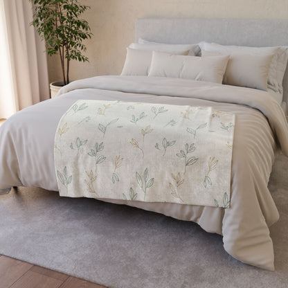 Botanical Leaf Throw Blanket — Soft Polyester Neutral Floral Nursery Blanket