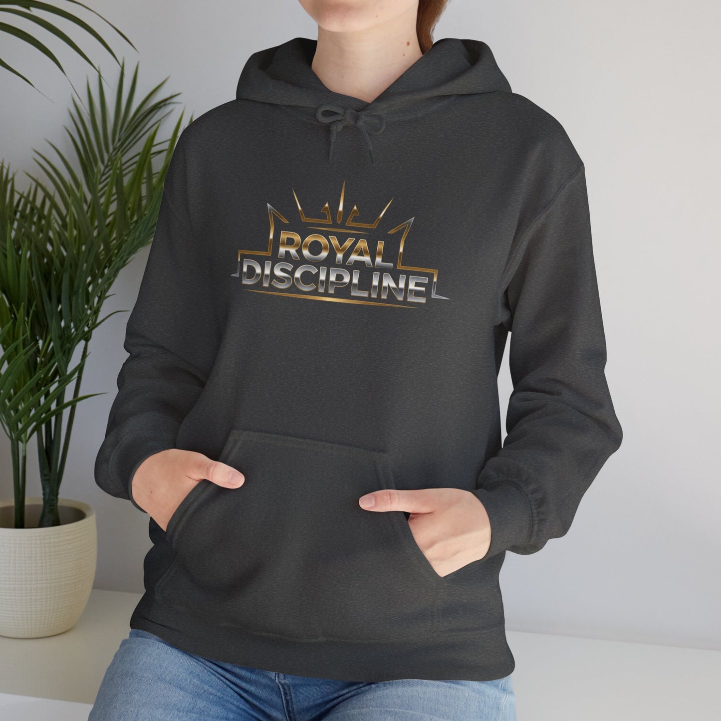 Discipline & Hustle Hoodie — “Royal Discipline” Front Logo, “Rise. Grind. Conquer.” Back Motivational Pullover