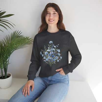 Blue Wildflower Bouquet Crewneck Sweatshirt