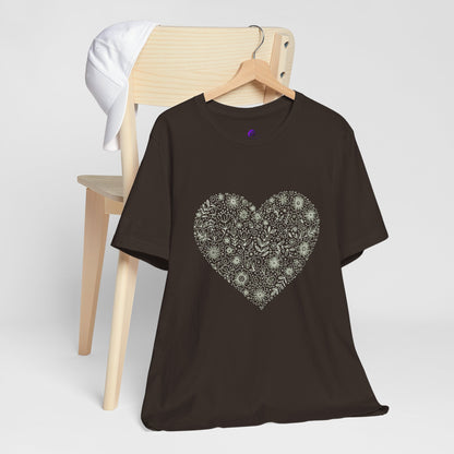 Floral Heart Tee — Delicate Botanical Heart Short Sleeve Shirt