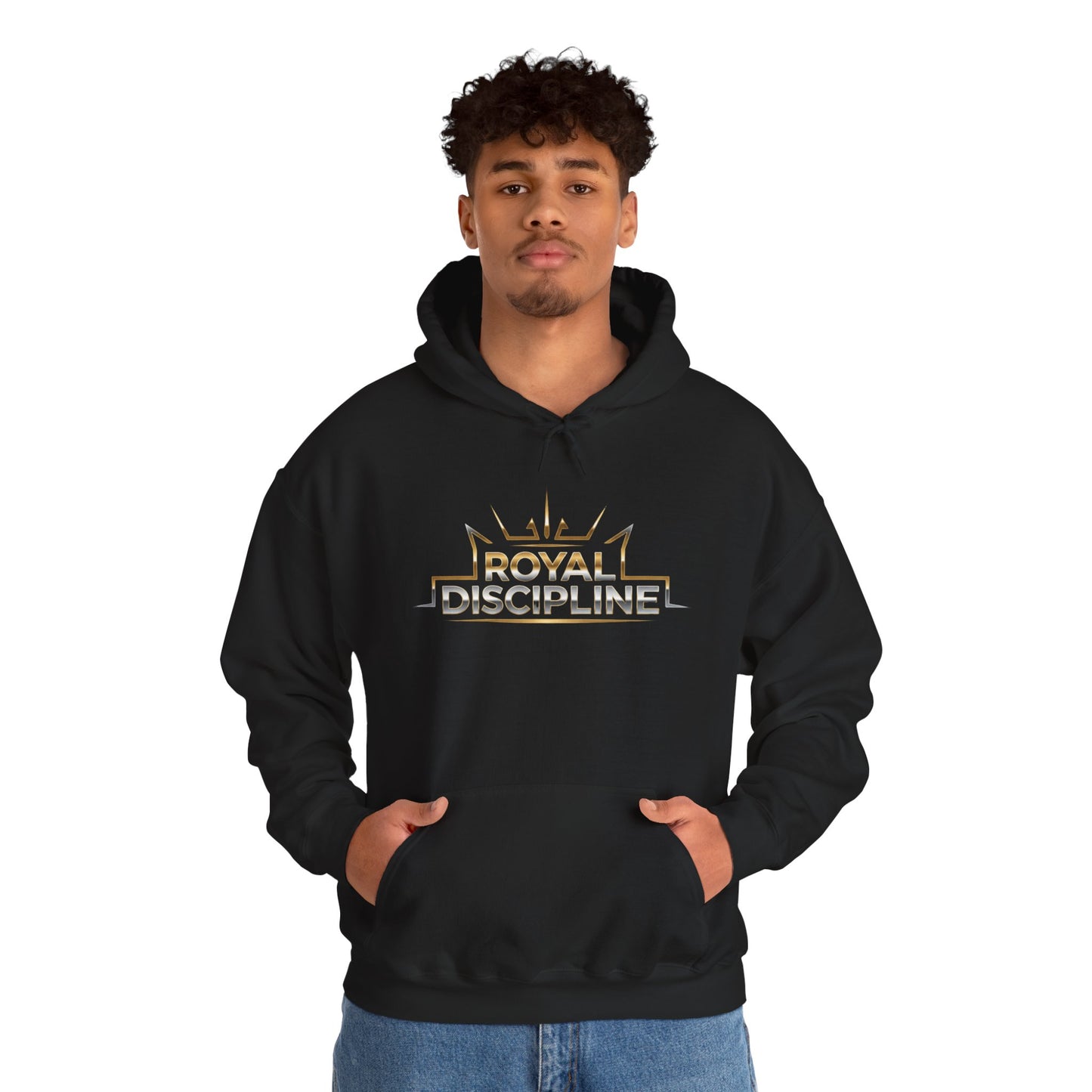 Discipline & Hustle Hoodie — “Royal Discipline” Front Logo, “Rise. Grind. Conquer.” Back Motivational Pullover