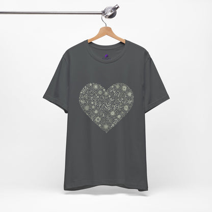 Floral Heart Tee — Delicate Botanical Heart Short Sleeve Shirt