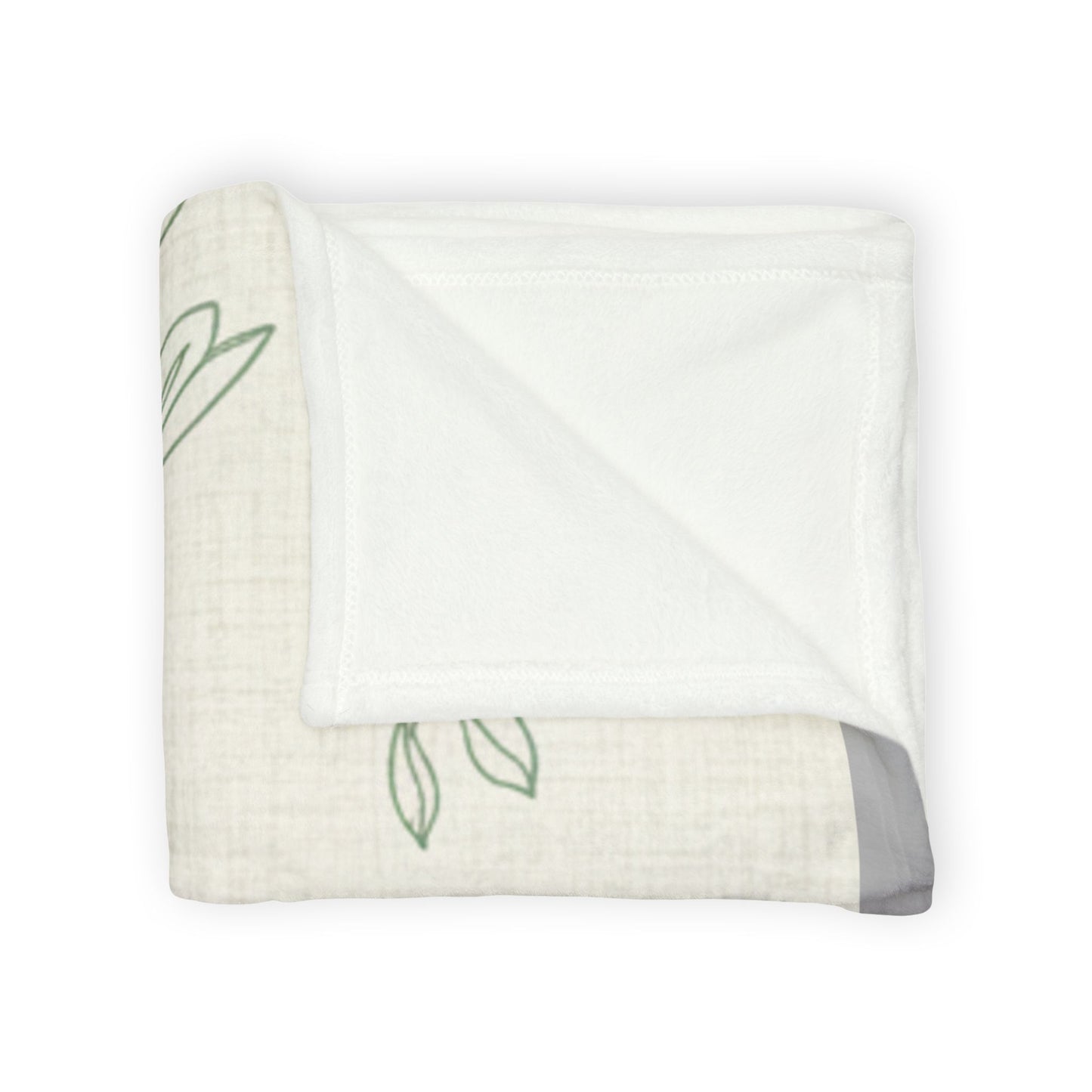 Botanical Leaf Throw Blanket — Soft Polyester Neutral Floral Nursery Blanket