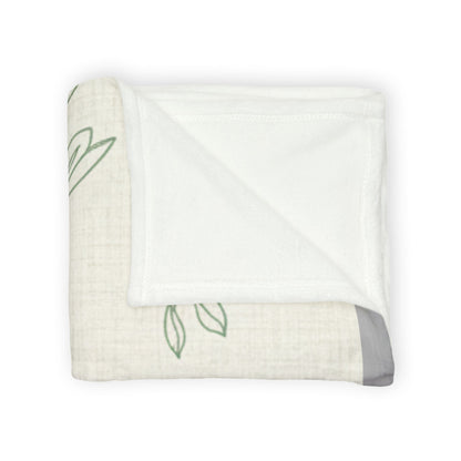 Botanical Leaf Throw Blanket — Soft Polyester Neutral Floral Nursery Blanket