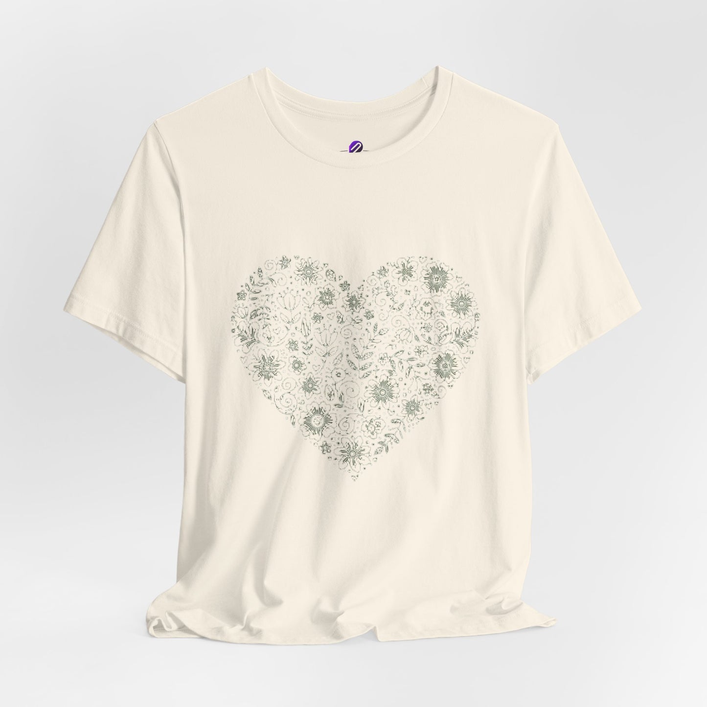 Floral Heart Tee — Delicate Botanical Heart Short Sleeve Shirt