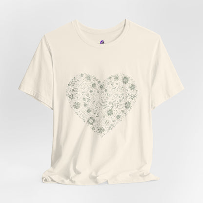 Floral Heart Tee — Delicate Botanical Heart Short Sleeve Shirt