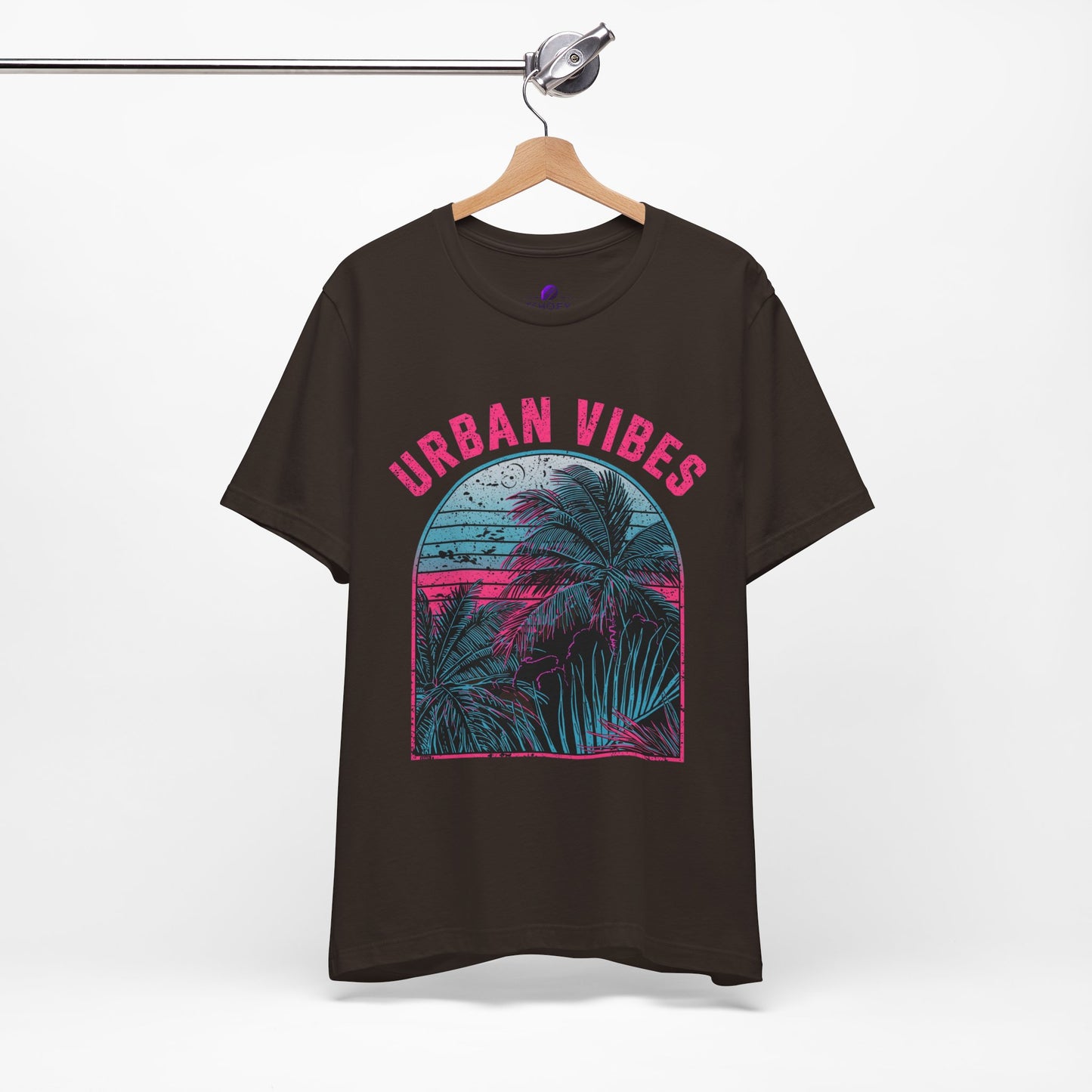 Urban Vibes Palm Tee — Retro Neon Tropical Graphic T-Shirt