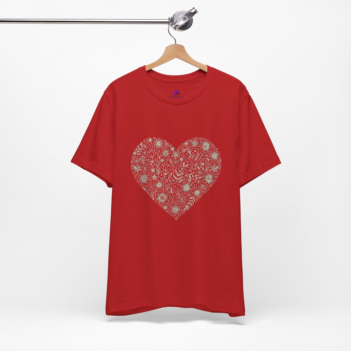 Floral Heart Tee — Delicate Botanical Heart Short Sleeve Shirt