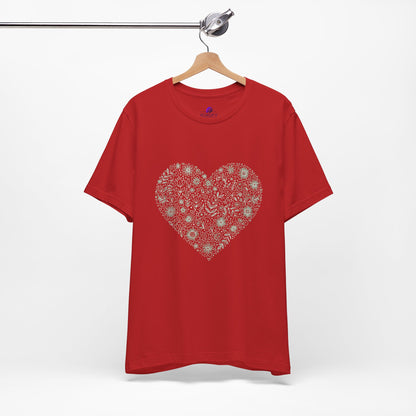 Floral Heart Tee — Delicate Botanical Heart Short Sleeve Shirt