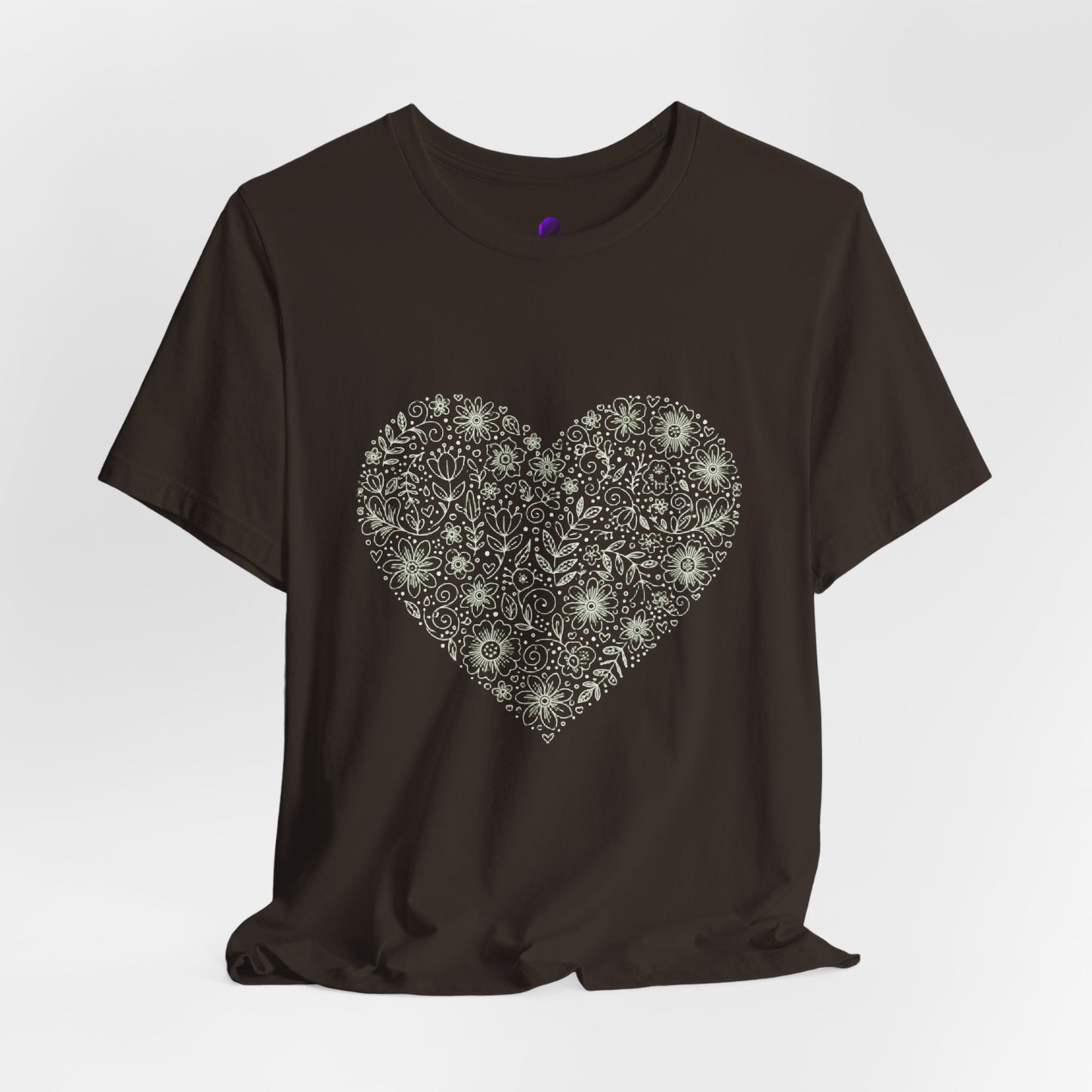 Floral Heart Tee — Delicate Botanical Heart Short Sleeve Shirt