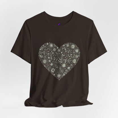 Floral Heart Tee — Delicate Botanical Heart Short Sleeve Shirt