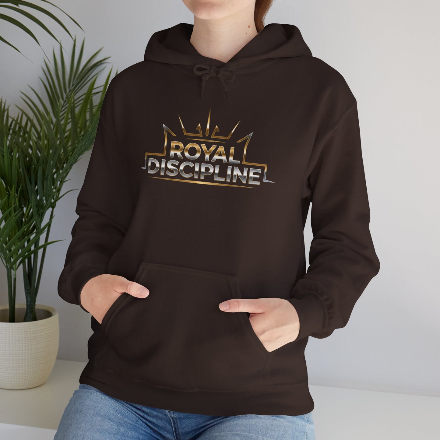 Discipline & Hustle Hoodie — “Royal Discipline” Front Logo, “Rise. Grind. Conquer.” Back Motivational Pullover