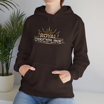 Discipline & Hustle Hoodie — “Royal Discipline” Front Logo, “Rise. Grind. Conquer.” Back Motivational Pullover