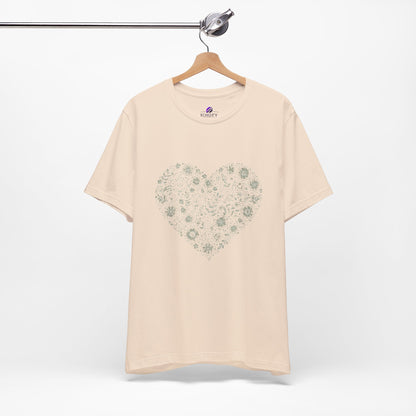 Floral Heart Tee — Delicate Botanical Heart Short Sleeve Shirt