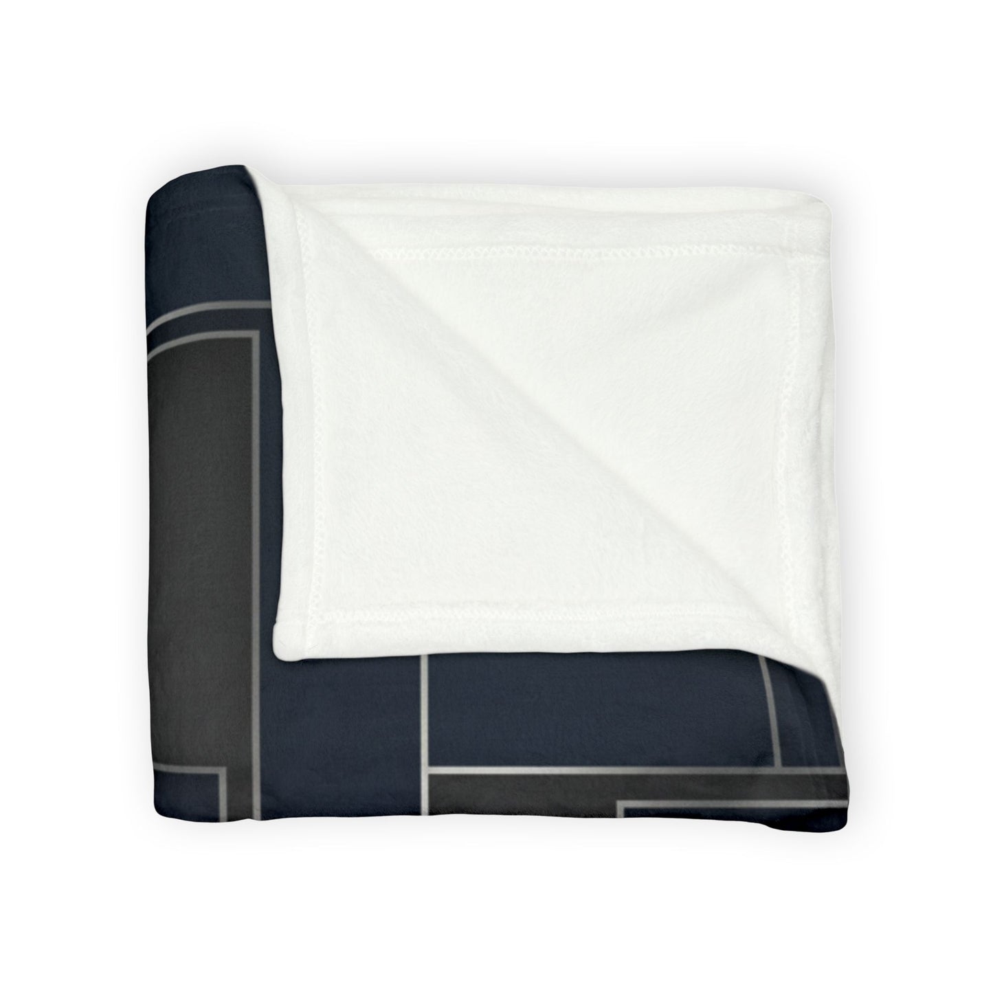 Geometric Navy Patchwork Soft Polyester Blanket — Modern Cozy Throw