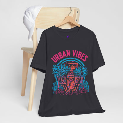 Urban Vibes Tee — Retro Neon Palm City Graphic T‑Shirt