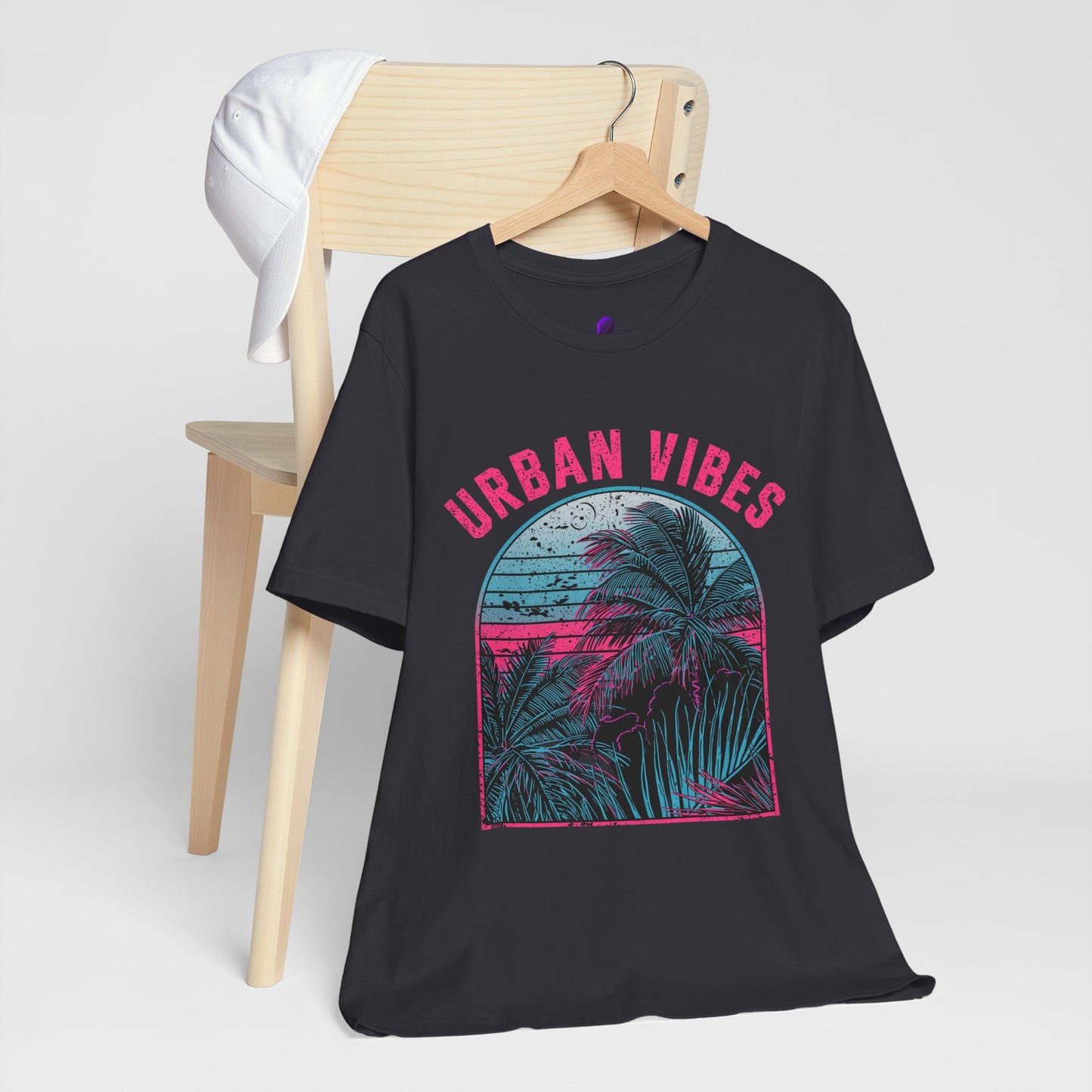 Urban Vibes Palm Tee — Retro Neon Tropical Graphic T-Shirt