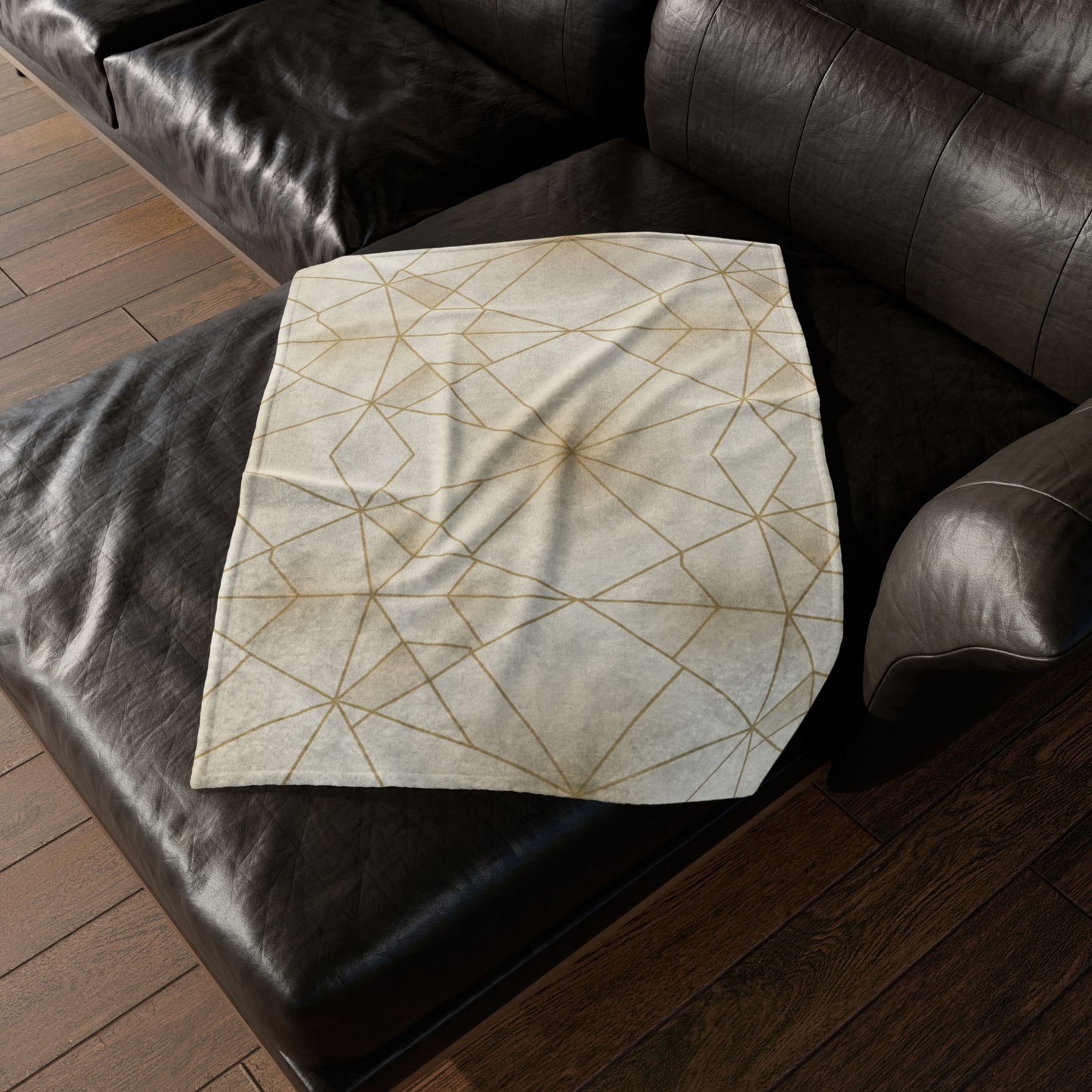 Geometric Gold Lines Plush Blanket — Elegant Modern Throw for Living Room & Bedroom