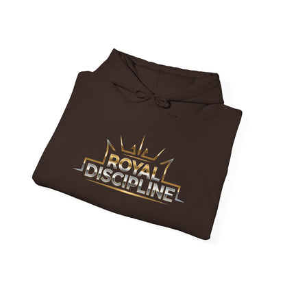 Discipline & Hustle Hoodie — “Royal Discipline” Front Logo, “Rise. Grind. Conquer.” Back Motivational Pullover