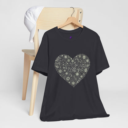 Floral Heart Tee — Delicate Botanical Heart Short Sleeve Shirt