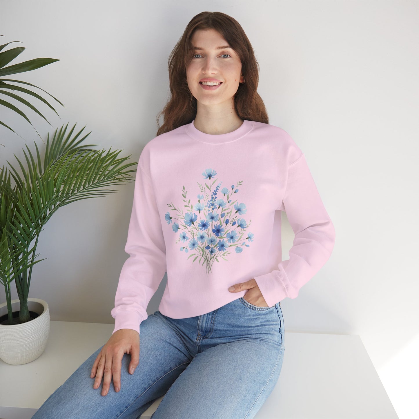 Blue Wildflower Bouquet Crewneck Sweatshirt