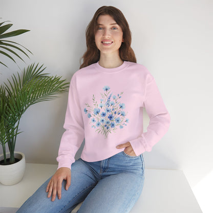 Blue Wildflower Bouquet Crewneck Sweatshirt