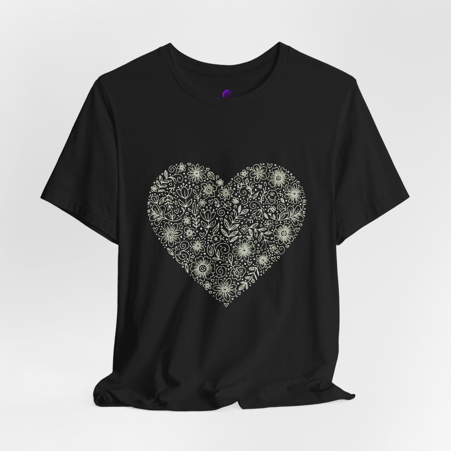 Floral Heart Tee — Delicate Botanical Heart Short Sleeve Shirt