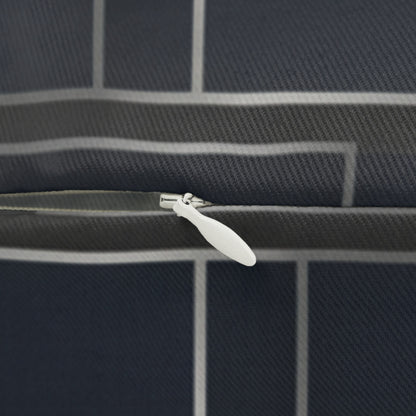 Modern Geometric Lumbar Pillow — Dark Blue Grid Accent Cushion