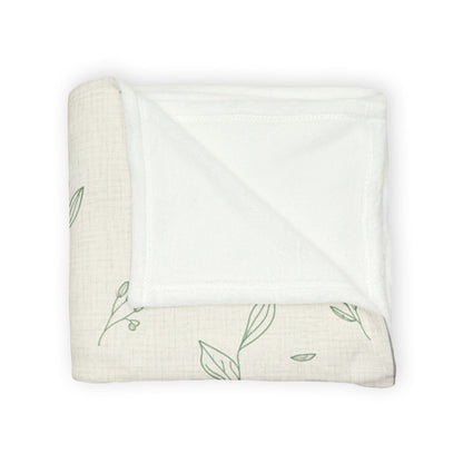 Botanical Leaf Throw Blanket — Soft Polyester Neutral Floral Nursery Blanket