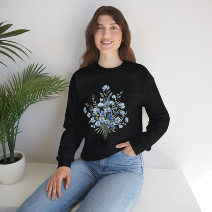 Blue Wildflower Bouquet Crewneck Sweatshirt