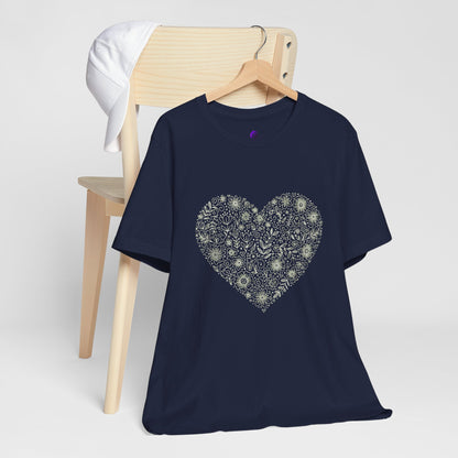 Floral Heart Tee — Delicate Botanical Heart Short Sleeve Shirt
