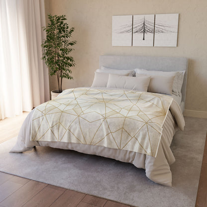 Geometric Gold Lines Plush Blanket — Elegant Modern Throw for Living Room & Bedroom