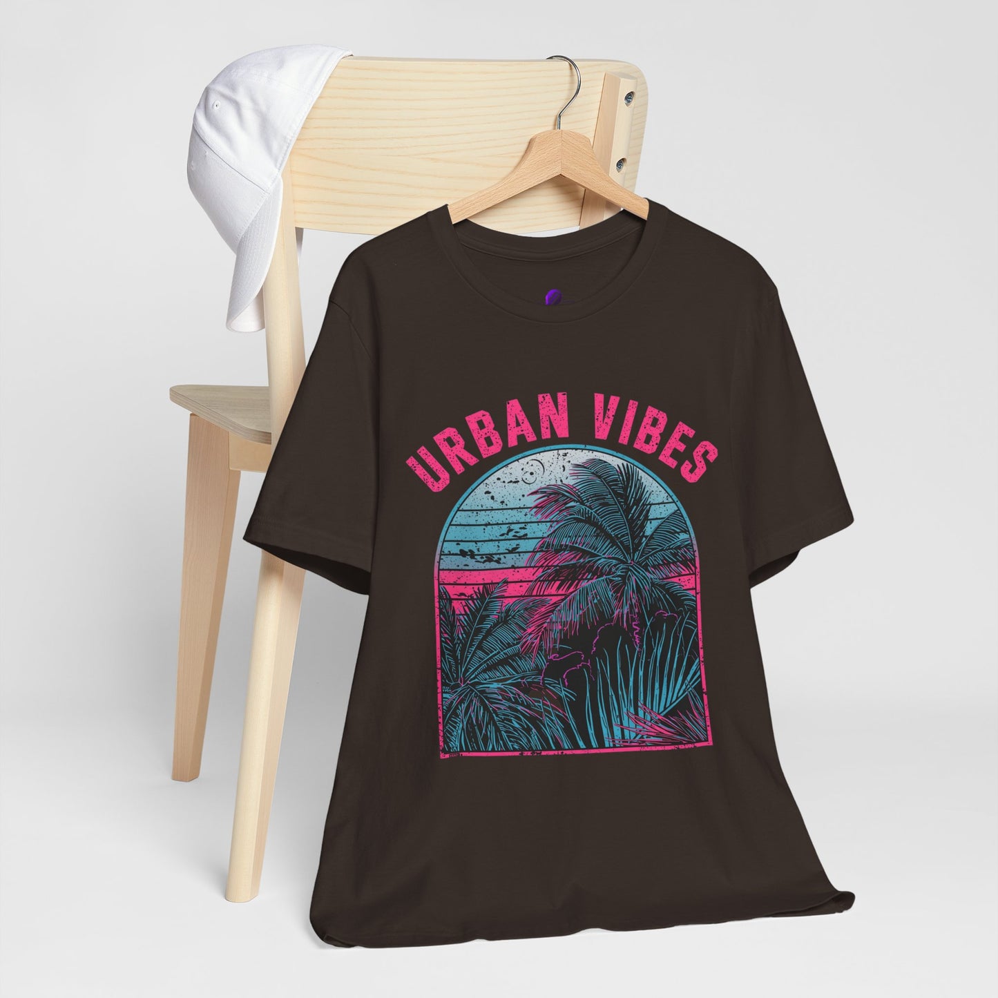 Urban Vibes Palm Tee — Retro Neon Tropical Graphic T-Shirt