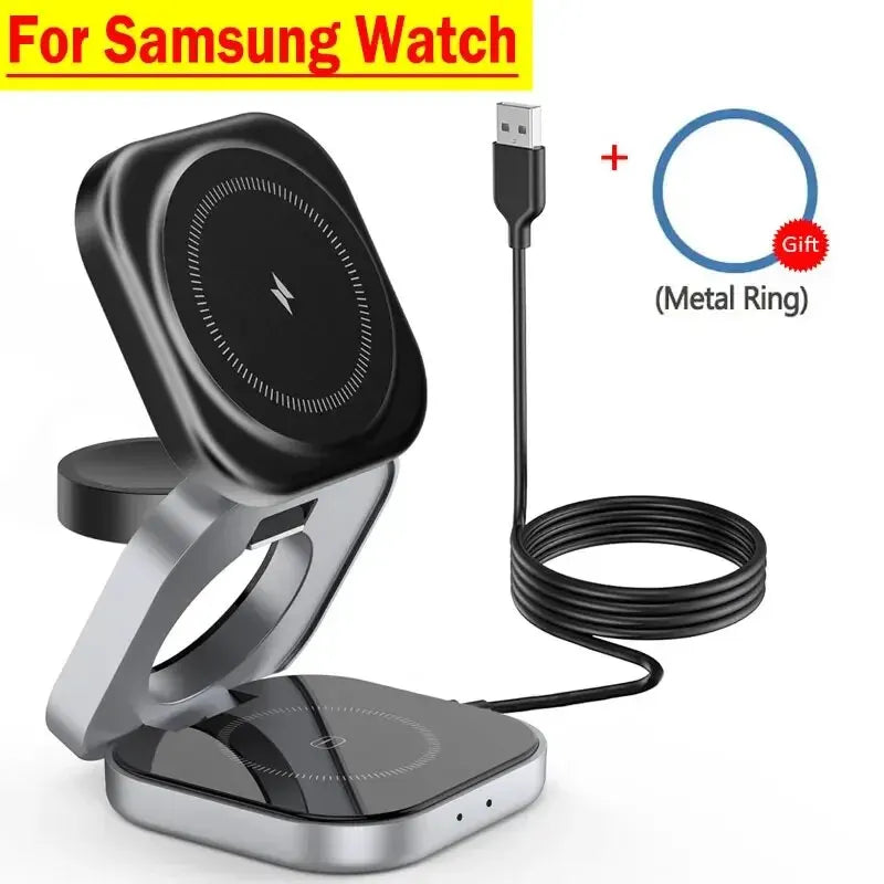 3-in-1 Foldable Magnetic Wireless Charger Stand for iPhone, Apple Watch & AirPods