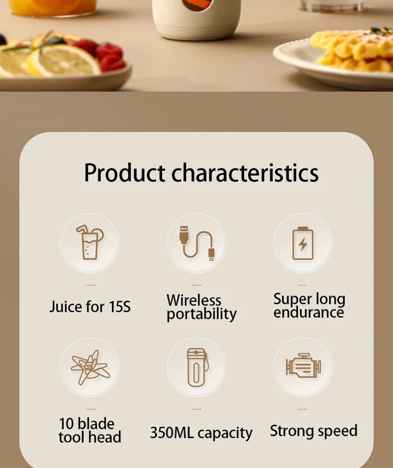 Squeezer Juice Maker4/10 Blades Portable Electric Blender