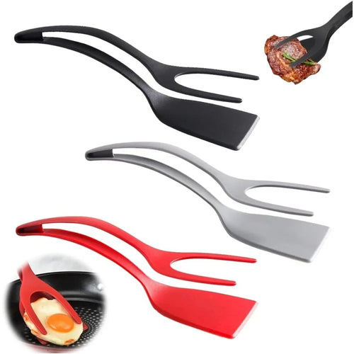 2-in-1 Silicone Egg Flipper Tongs Non-Stick