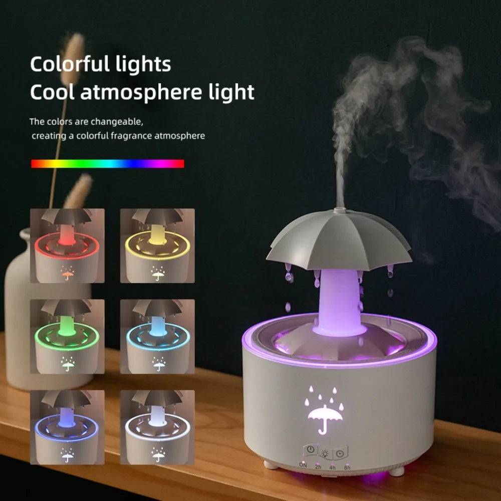 Rotating Umbrella Water Drop Air Humidifier with Colourful Night Lights