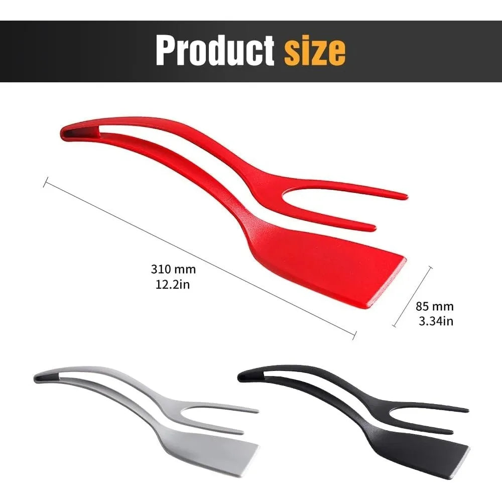 2-in-1 Silicone Egg Flipper Tongs Non-Stick